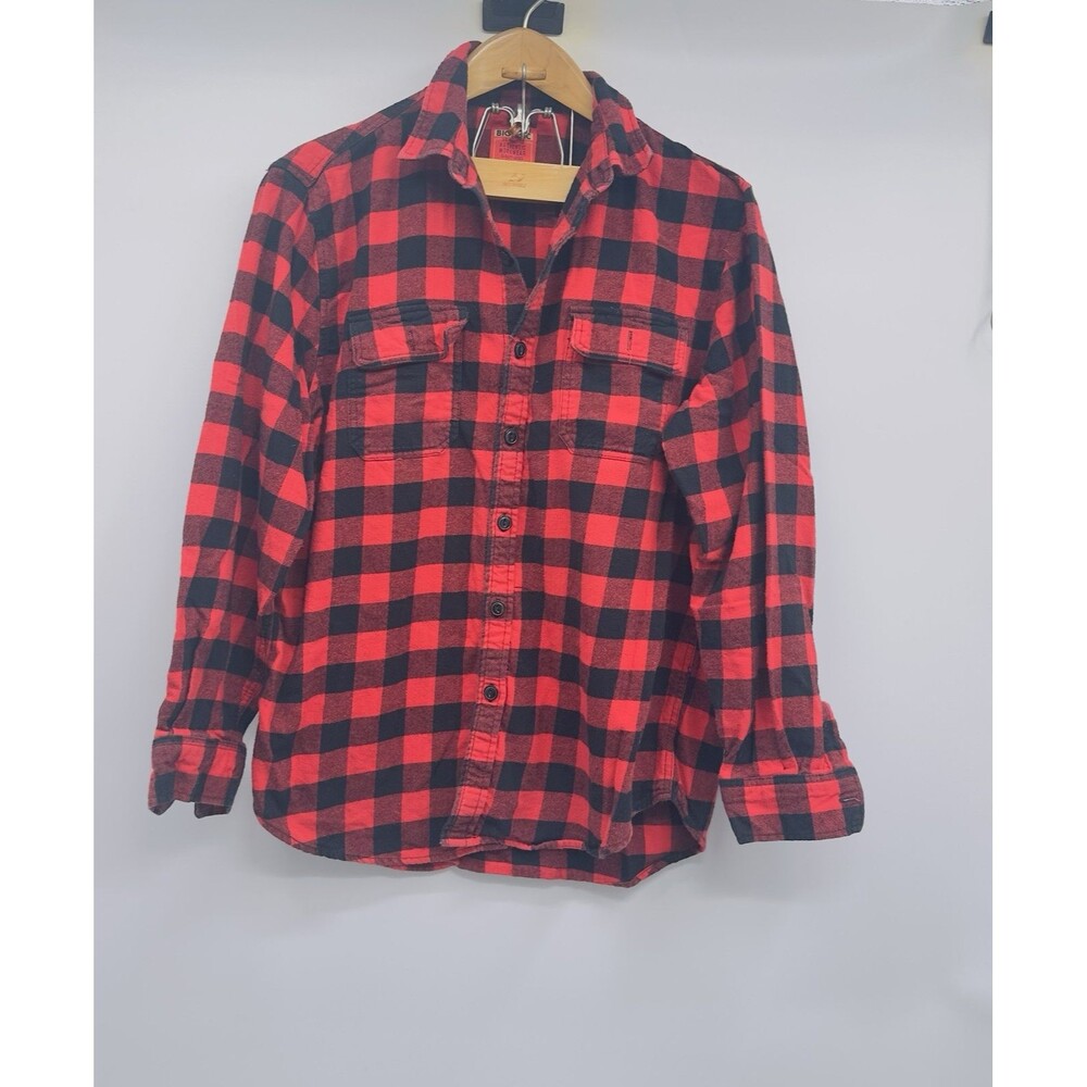 Big Mac Buffalo Plaid Flannel Shirt M Red Black Cotton Workwear Button Front L/S